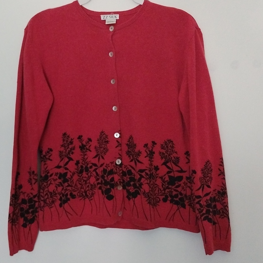 ZZ Silk button down sweater top size L